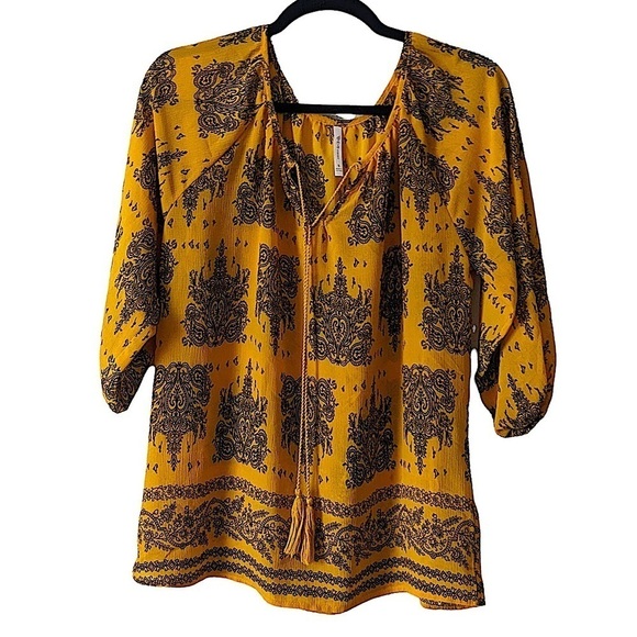 𝅺dna Couture Boho Style Print Blouse Size Small - Picture 1 of 8